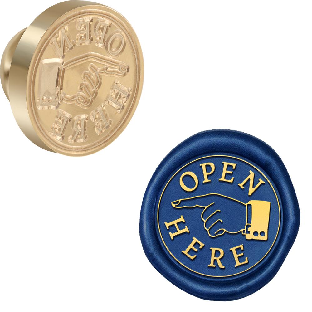 Finest Wine Wax Seal Stamps Brass Head (not included Wax Seal Beads) For You,Open Here,Open me,Good luck 0.98" Removable Round