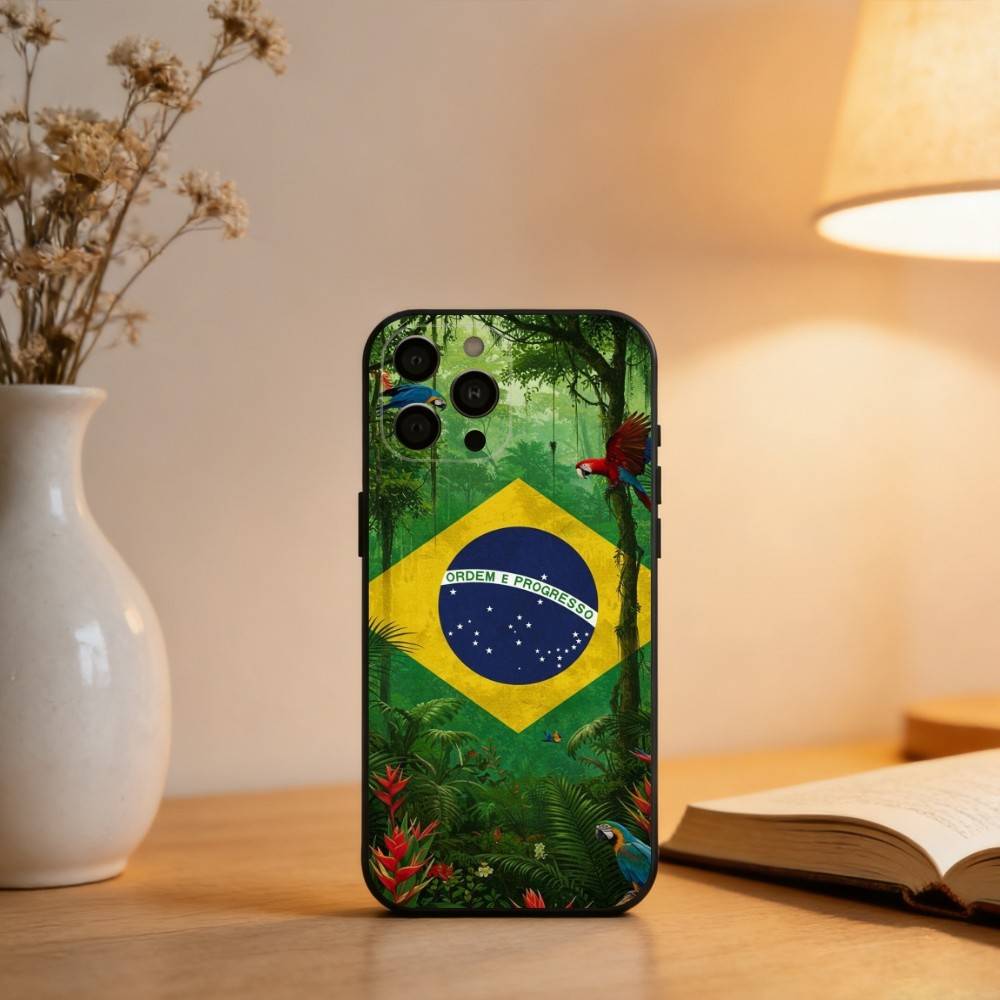 Brazil Brazilian Flag  Phone Case For iPhone 17,16,15,14,13,12,11 Plus,Pro Max,XS,Soft Silicone Black Cover