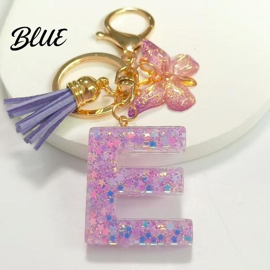 Comfortable To Carry Keychain Purple Series Pendant Sequins Star Initial Letter Charm Key
