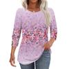 Women's Fashion Casual Vintage Floral Print Round Neck Sevenfold Sleeve T-shirt Top