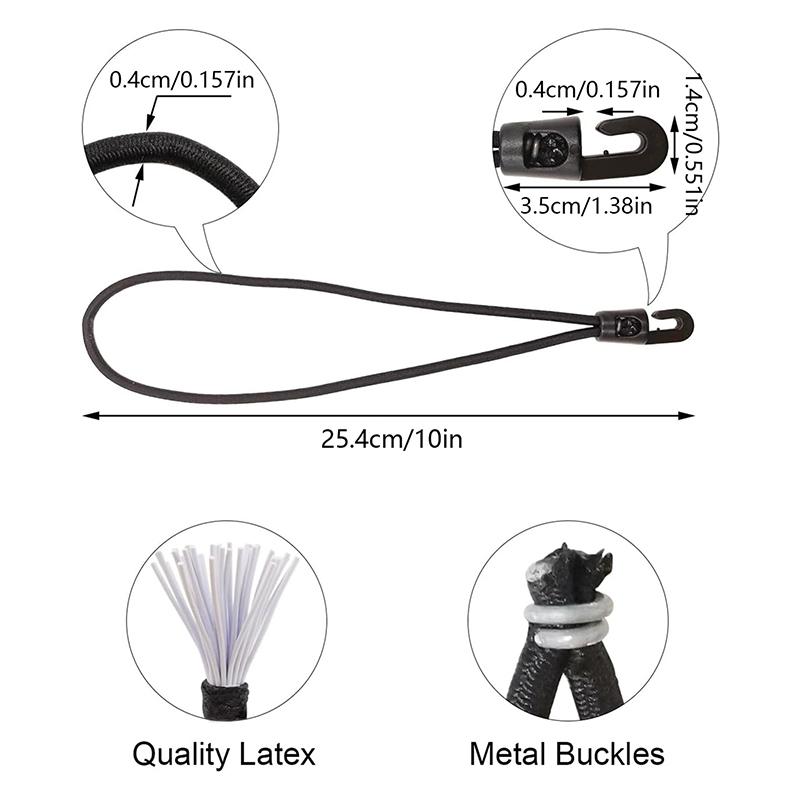 10 Peças 10/15/25cm Corda Elástica Cordão Elástico Nylon Bungee Para Lanterna Chave Bastão de Caminhada Garrafa de Água Organizador de Equipamento Viagem Ca