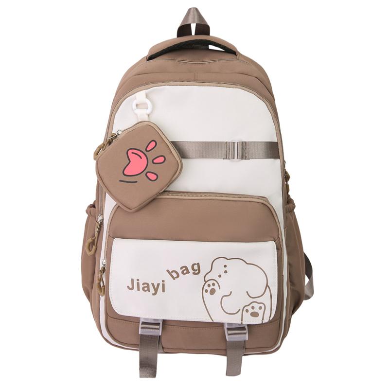 Cartoon Student Schoolbag Color Contrast Large Capacity Backpack with Coin Purse