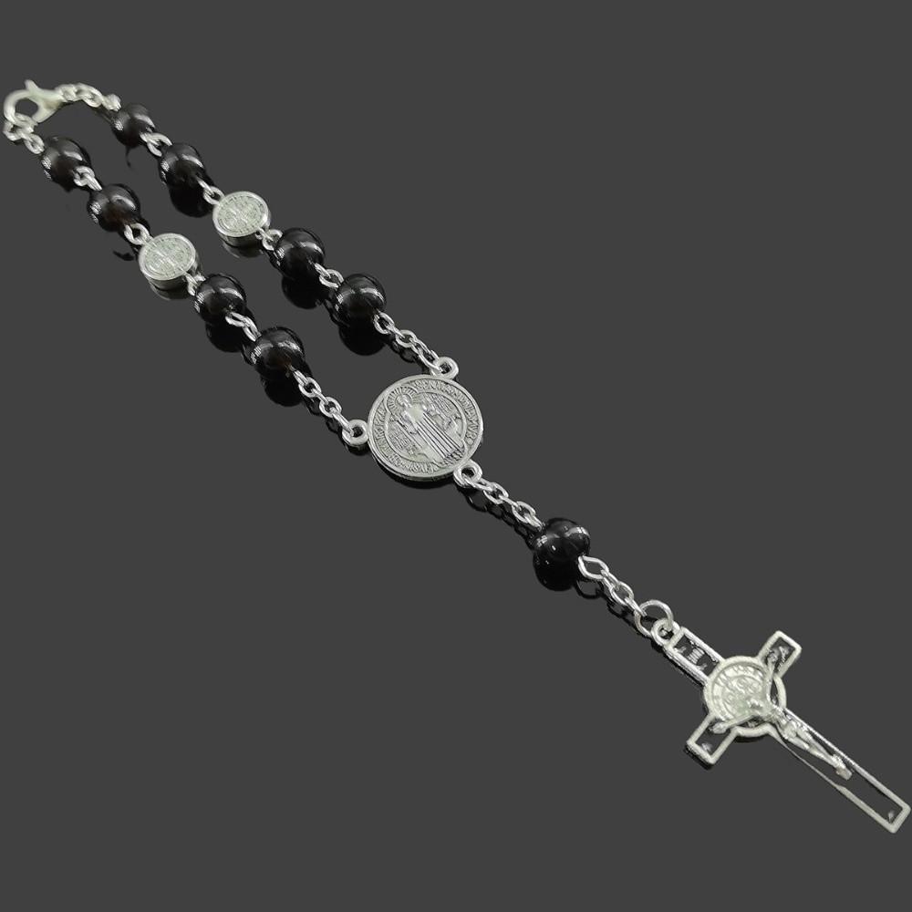 Sweater Chain Religious Jewelry Set Imitation Pearl Christian Bracelet Daily Wear Black Oil Bracelet