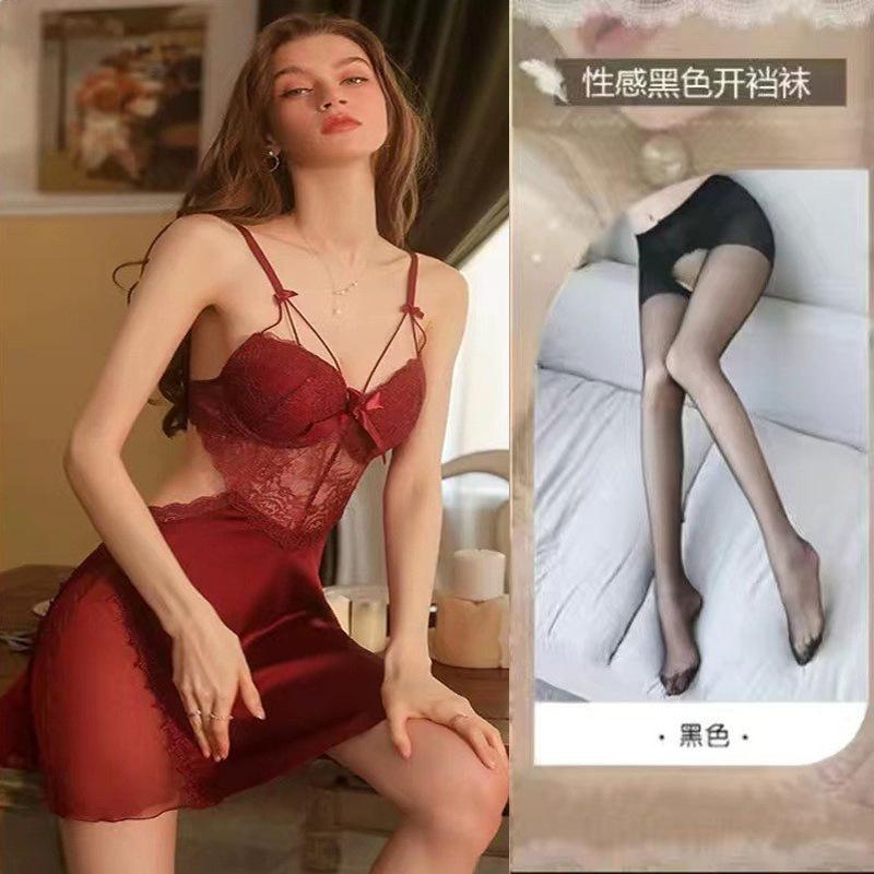 Sexy lingerie sexy lace section uniform seduction perspective passion pure lust nightdress suit