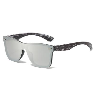 One Pieces Sunglasses Men Women Flat Panel Flash Coating Rivets Shades Wood Texture Fashion Sun Glasses Uv400