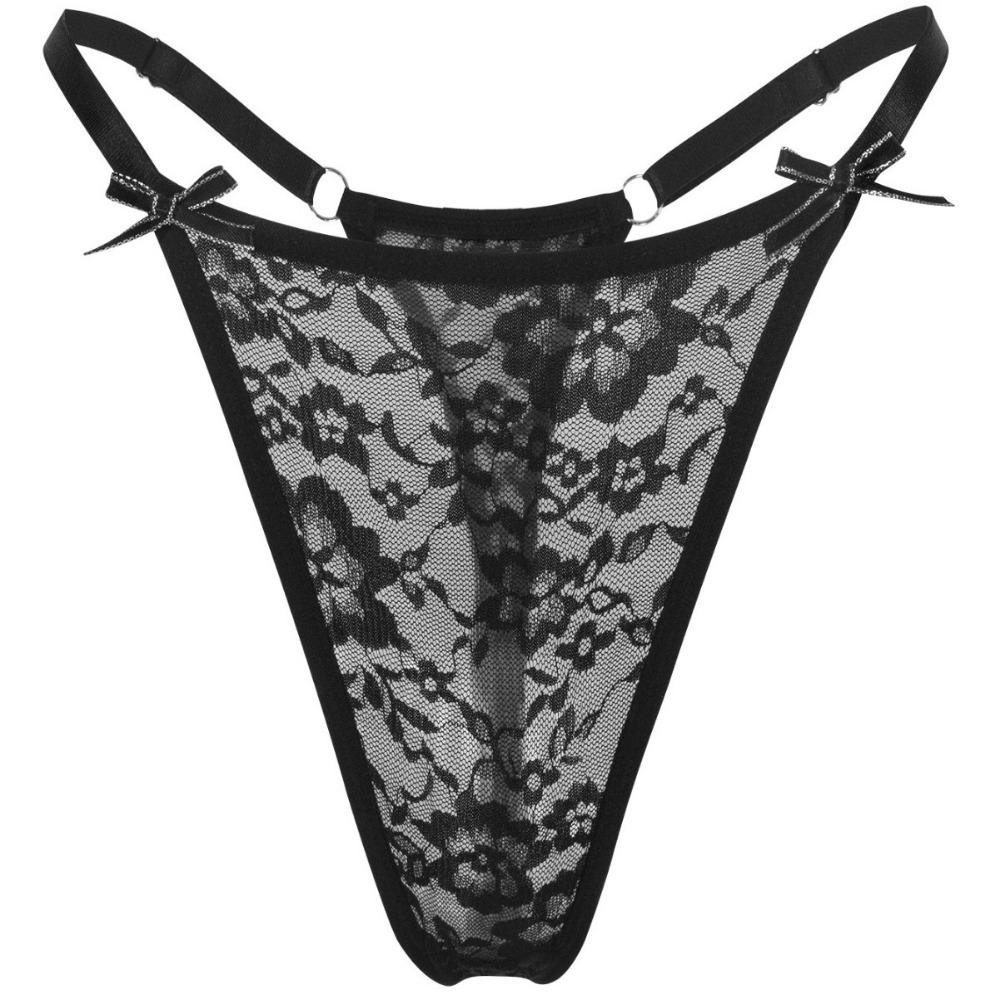 Amazon Popular Black Pattern Bow Thong Foreign Trade Export Sexy Temptation Women's Briefs