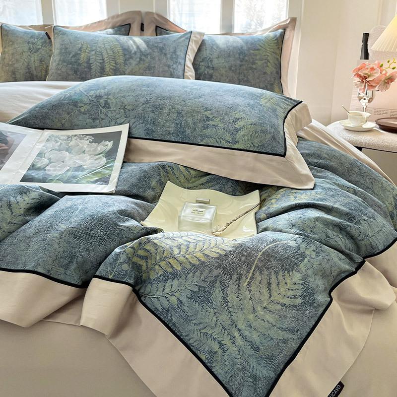 Class A Maternal And Infant Grade 100 Pcs Xinjiang Cotton Digital Printing 4Pcs Set Cotton Pure Cotton Splicing Tencel Cotton Bed Sheet Mattress