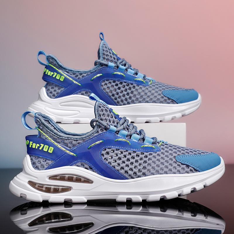 2025 summer new large mesh hollow dad shoes mesh breathable sports shoes men's lightweight and comfortable running shoes