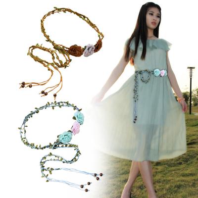 Ladies Bohemian Style Waist Belt Girdle Adjustable Hole Flower Belt Summer Dress Women Summer Seaside Waist Belt