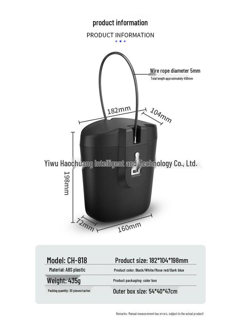 Portable Steel Cable Combination Lock Storage Box