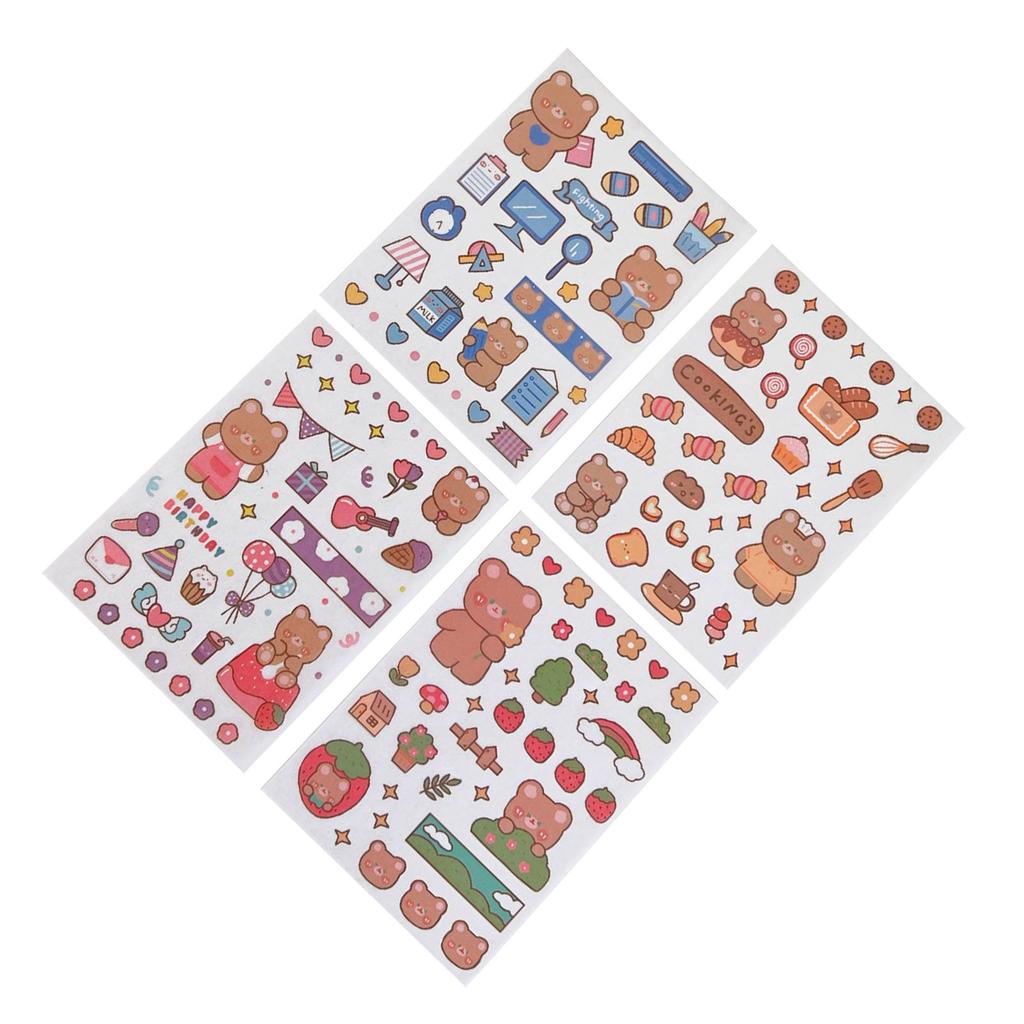 4 Sheet DIY Sticker Cartoon Pattern Cute Decorative Stickers for Laptop Photo Frame Notebook