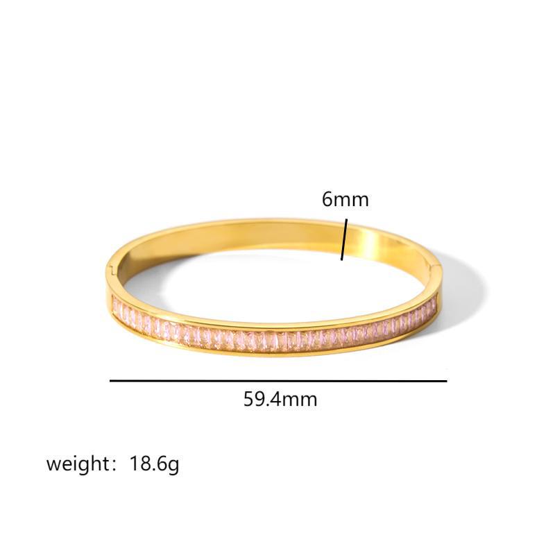 European Luxury Style Hexagram Bracelet: 18K Gold Stainless Steel with Zircon Inlay, Elegant Hand Jewelry for Women.