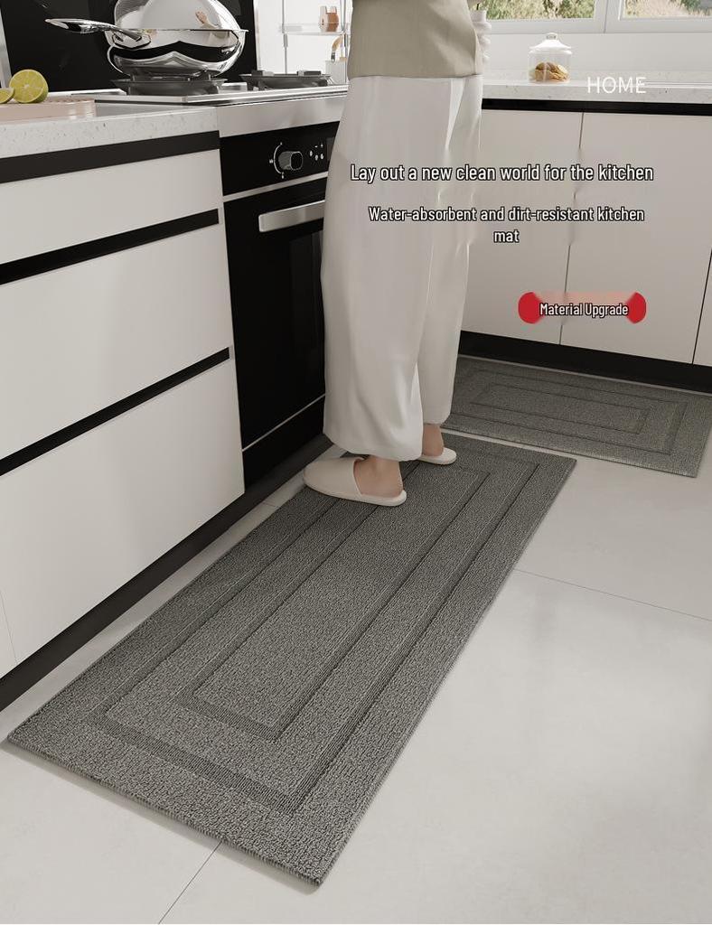 L-Shaped Waterproof & Oil-Proof Polypropylene Kitchen Mat - Non-Slip Hui Pattern