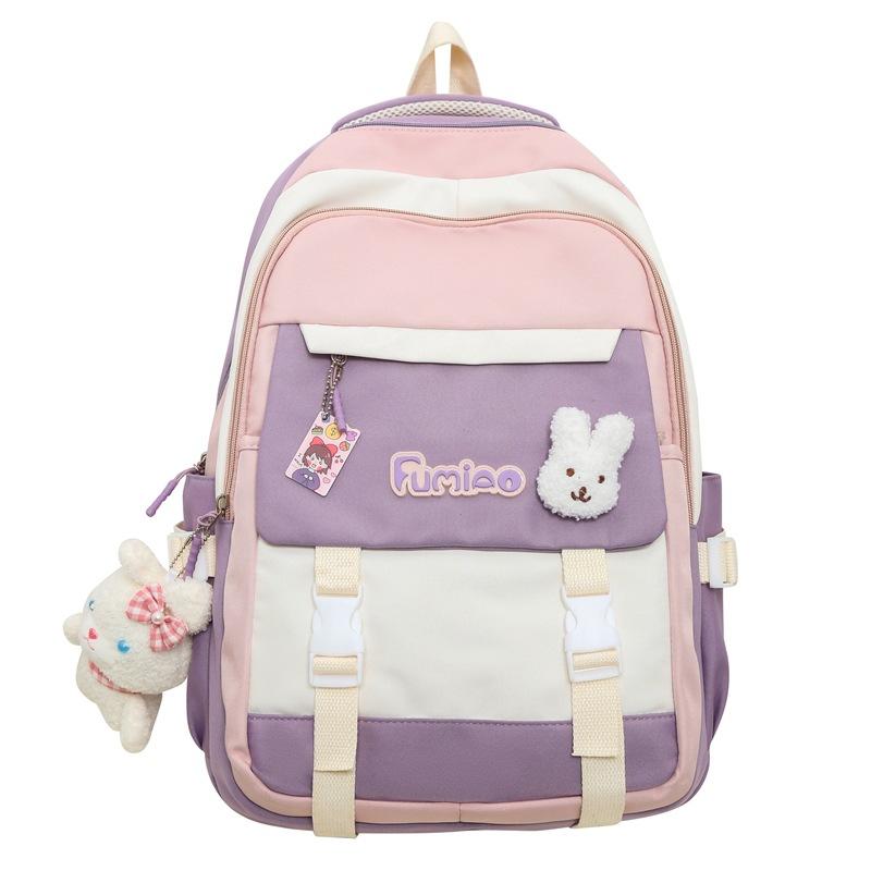 Schoolbag Junior High School Women's Large Capacity Backpack Color Contrast Backpack For High School Students