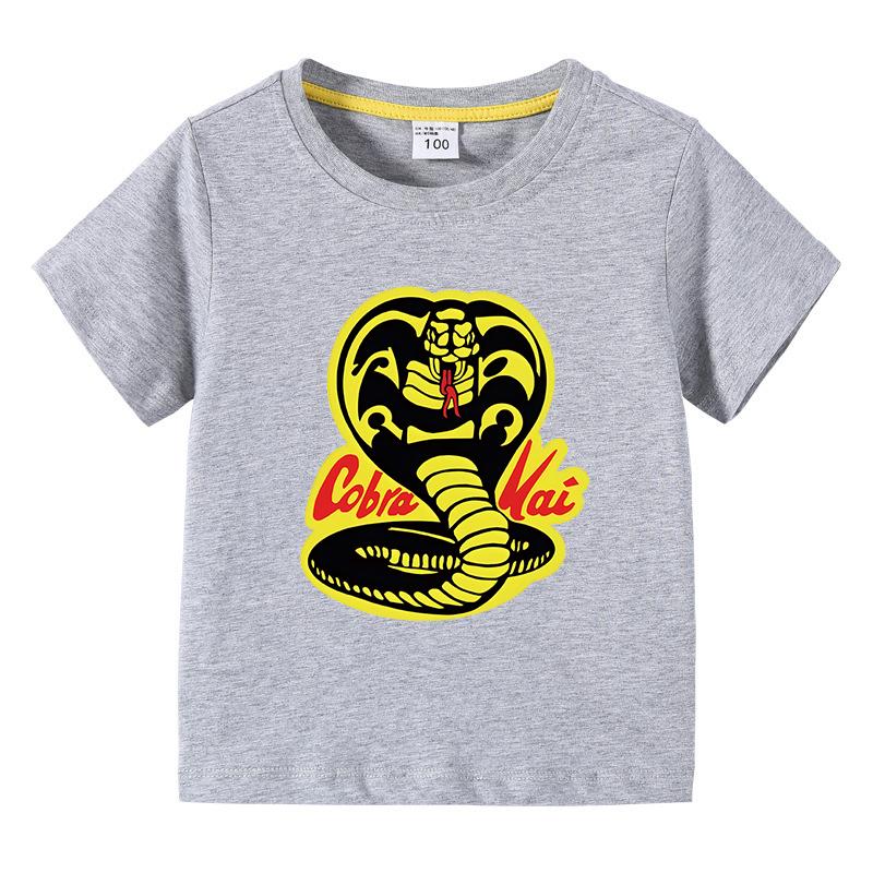 Cobra Kai Printed Summer Chlidren Tshirt Boys Girls ONeck Short Sleeve Tees Kids Pure Cotton Clothing Baby Boys Gift
