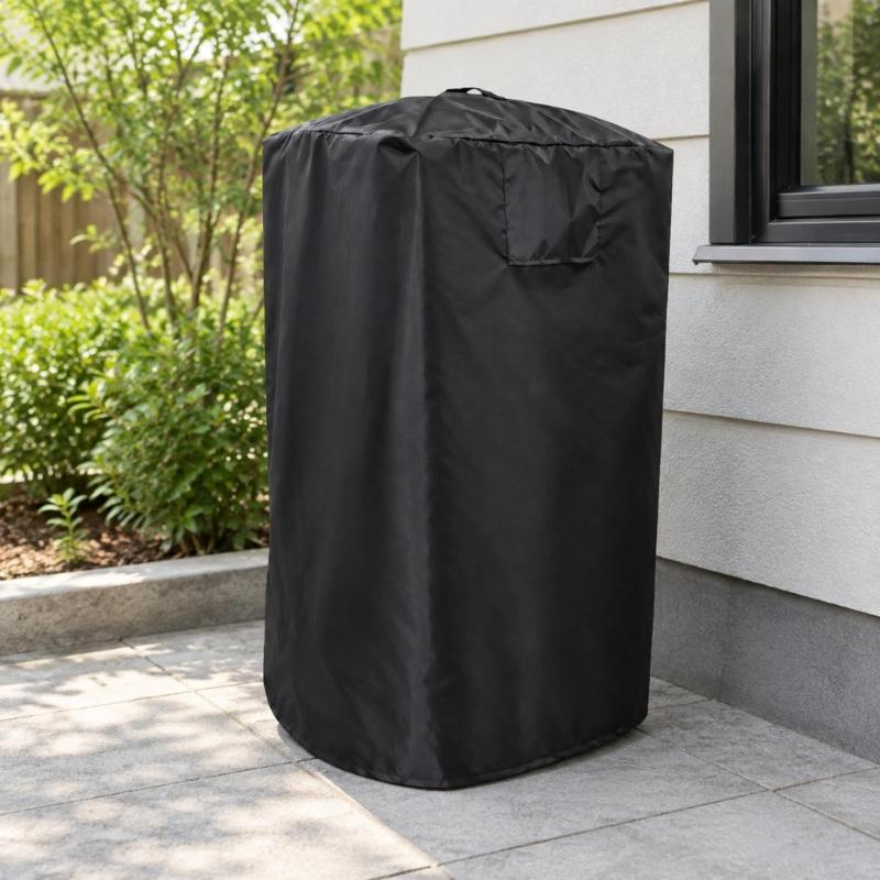 Pressure Washer Cover in Black Cloth with Two Air Openings and a Top Grasp Handle for Garage, Shed, Patio, and Outdoor Storage Locations