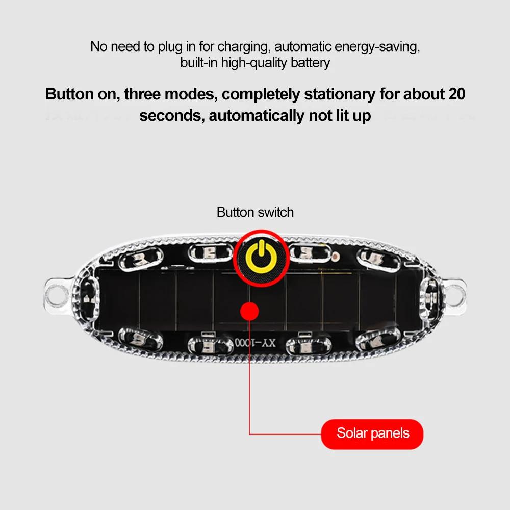 Solar Power Warning Light with Colorful LED For Car Motorcycles Flashlight Indicator In-Night Caution Strobe Light Running Lamp