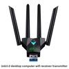 4-Antenna Design Dual Band WiFi USB Adapter USB3.0 Interface Dual Band 2.4G/5Ghz 1300Mbps WiFi Dongle Driver Free Powerful