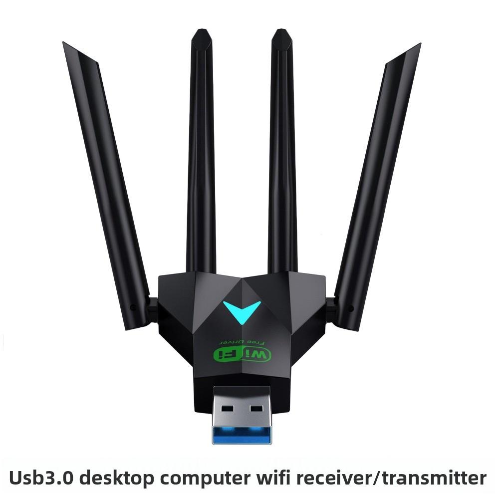 4-Antenna Design Dual Band WiFi USB Adapter USB3.0 Interface Dual Band 2.4G/5Ghz 1300Mbps WiFi Dongle Driver Free Powerful