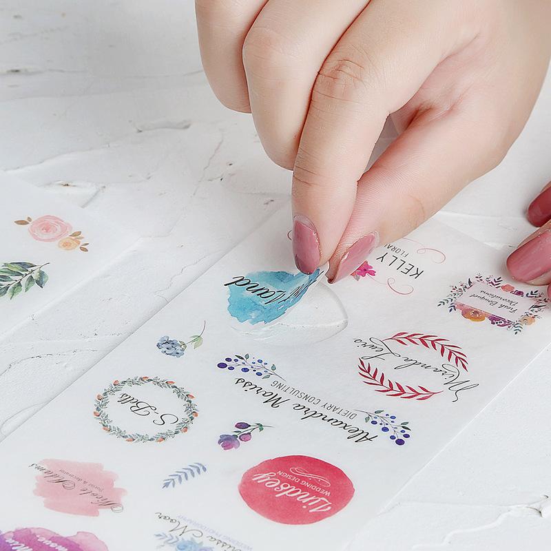 6 Sheet Cartoon Green Plant Sticker Kawaii Transparent Diy Diary Decorative Masking Stickers Scrapbook Stationery Student Gift