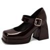 Women's High Heels Pumps Mary Jane Shoes Platform Pink Black Wine Red White Block Heeled Working Party Dance Wedding Shoe Female
