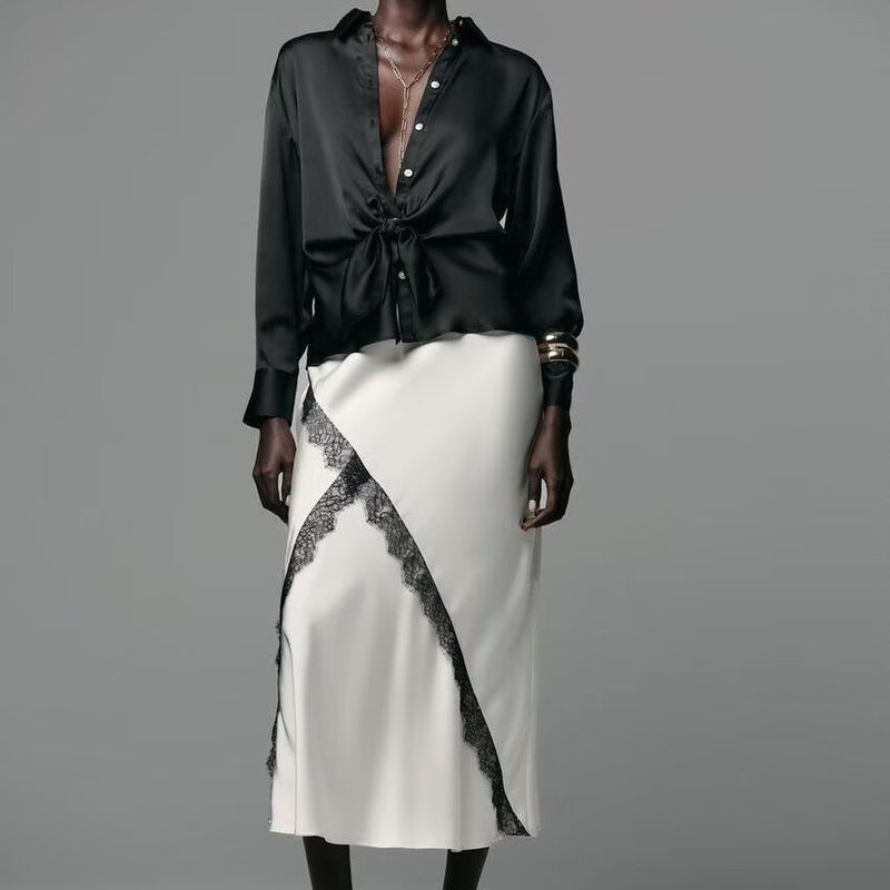 Zbzr Spring New Arrival Women's Clothing Fashion Style Bow Tie Silk Satin Texture Casual Long Sleeves Shirt 8653335 307