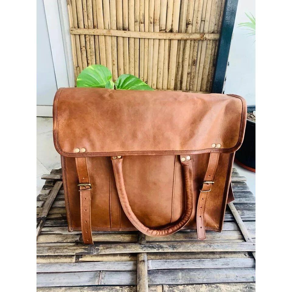 (Free Cross Body Small Brown Bag Size - 9 X 7 X 3 In ) Handmade Men's Leather Vintage Laptop Messenger Briefcase Bag Satchel