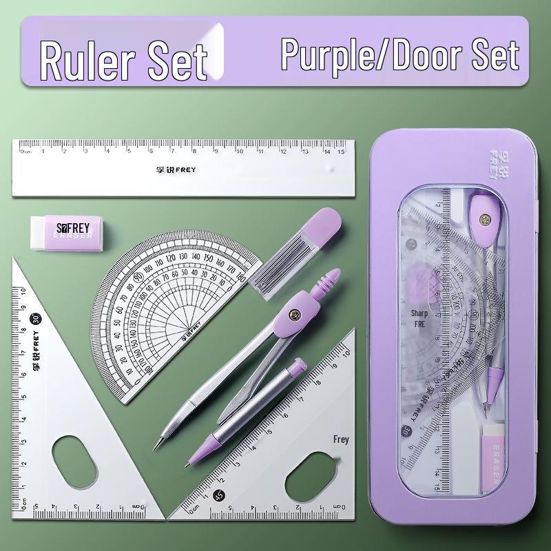 School Geometry Kit: Includes Set Square, Compass, Multi-functional Ruler, and Protractor