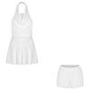 Pure Desire Spice Girl Swinging Neck Dress Women's Summer New Lace Splicing Backless Pleated A-word Short Skirt