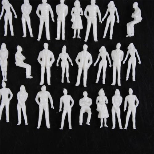 Unpainted Plastic Figure Models - 1/100-1/75 Scale Architectural Models, Solid Colors, Decorative Human Figures for Scenery Modeling (20 Pieces, 1:75)