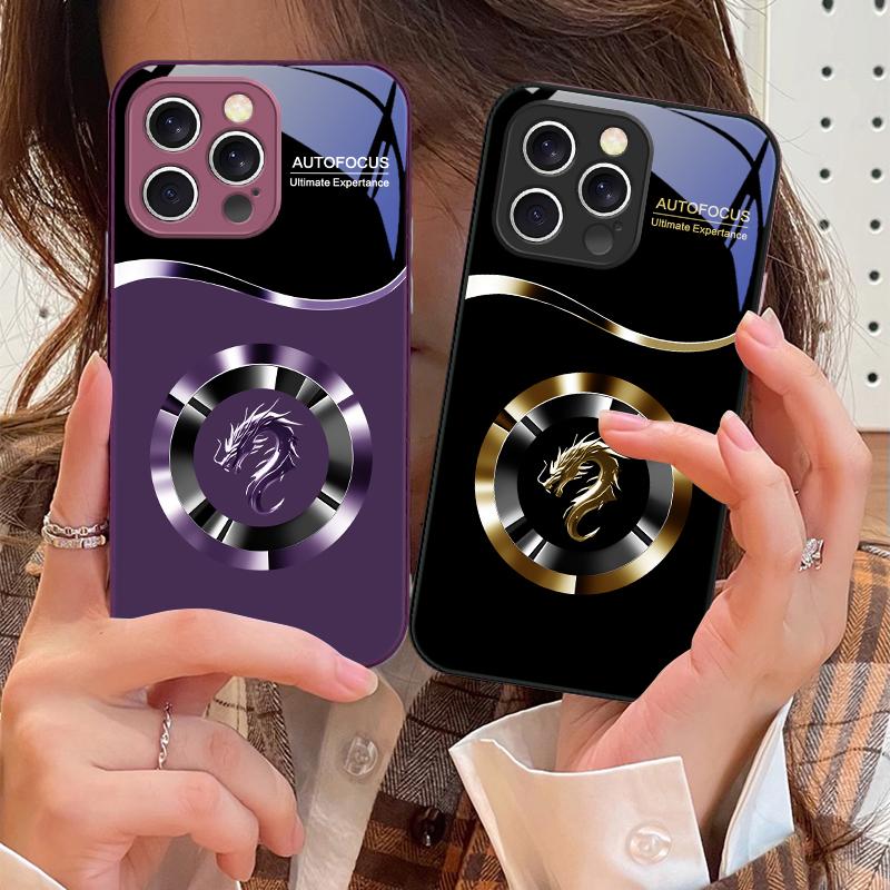 Circle New Dragon Head For iPhone 16 E 15 14 13 Plus 12 mini 11 Pro Max XR Xs Max 16E X 7 8 6 6S 2022 Tempered Glass Phone Case