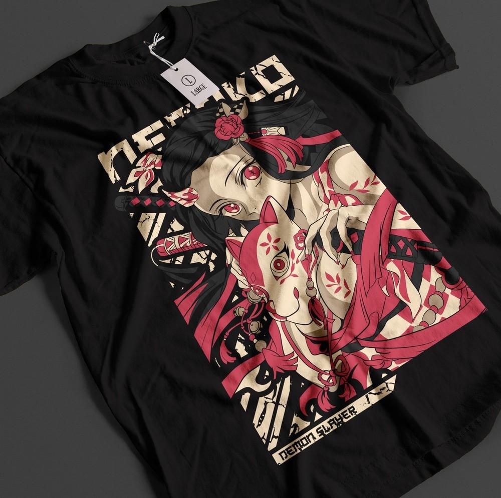 

Рубашка Истребитель демонов Футболка Незуко Футболка Тандзиро KNY Аниме Зеницу Топ Аказа Мудзан Футболка M