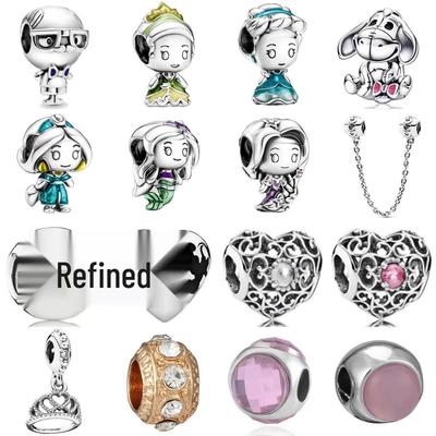 2025 Pandora Alloy Heart Crown Princess Beads Bracelet DIY Jewelry
