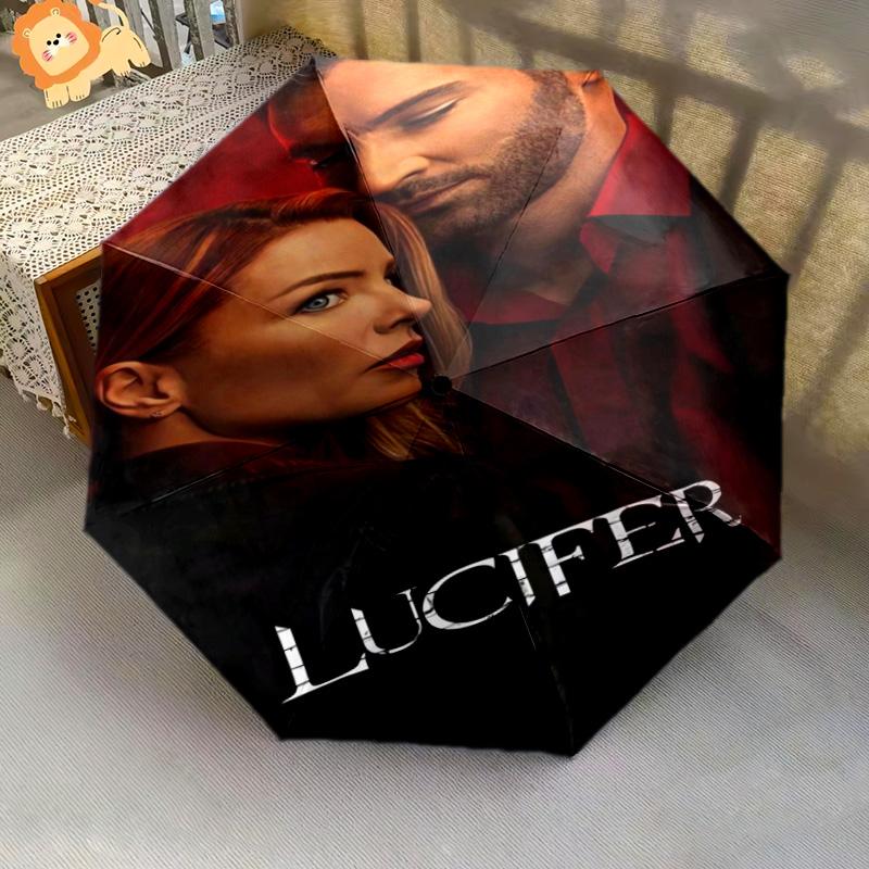 Supernatural Shadows Light Folding Umbrella Suitable for All Seasons 8 Paraphenoid Bones Printing Light Three Folds