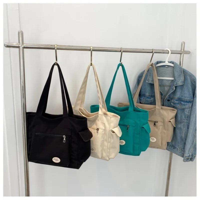 Women's Fashion Shoulder Bag Class Large Capacity Student Tote Bag 2024 New Canvas Commuter Handbag Women Bag
