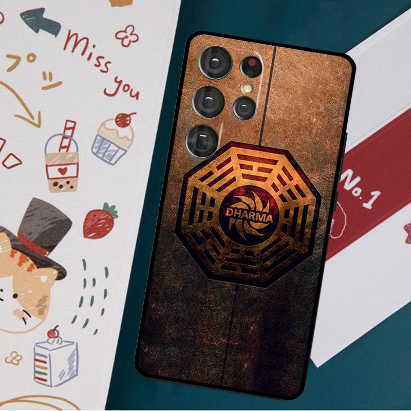 Coque de téléphone logo lost tv dharma initiative pour Samsung Galaxy S23 S21 S22 Ultra S8 S9 S10 Note 10 Plus S20 FE