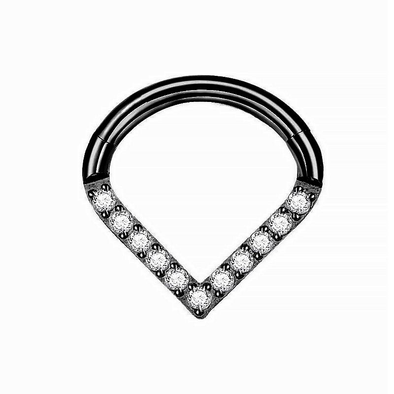 Steel Hinged Segment Hoop CZ Stone Nose Ring Nipple Clicker Ear Cartilage Tragus Helix Lip Earring Piercing Body Jewelry