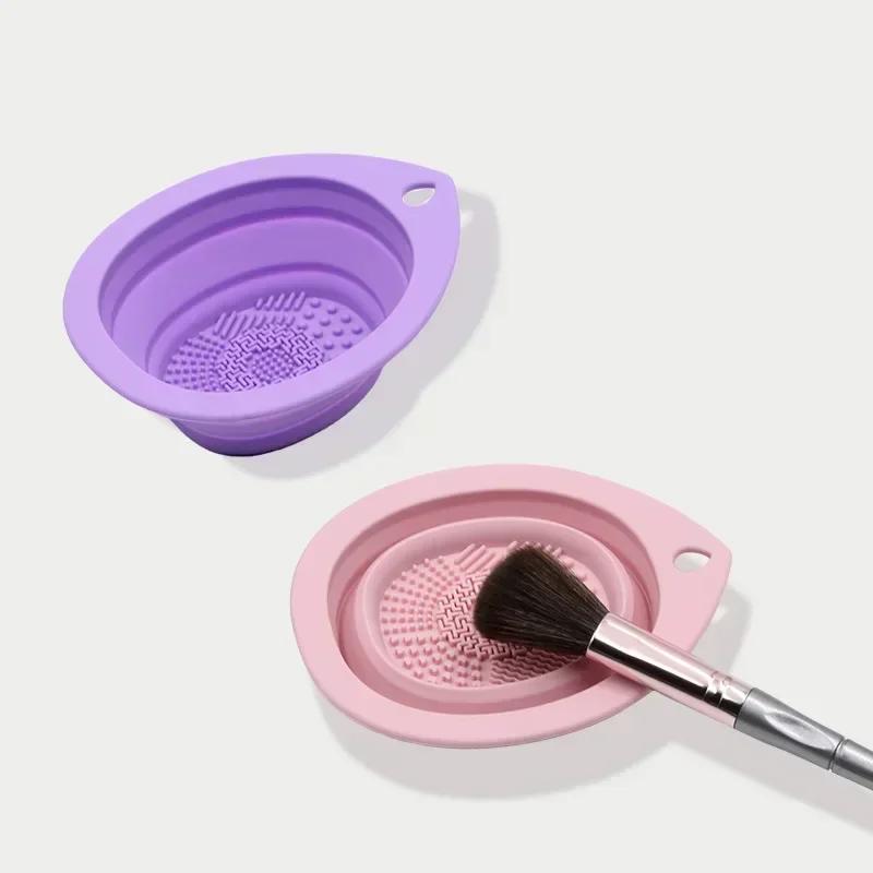 Silicone Makeup Brush Cleaner Foldable Powder Puff Cleaning Bowl Eyeshadow Brushes Washing Soft Mat Beauty Tools Scrubber Box