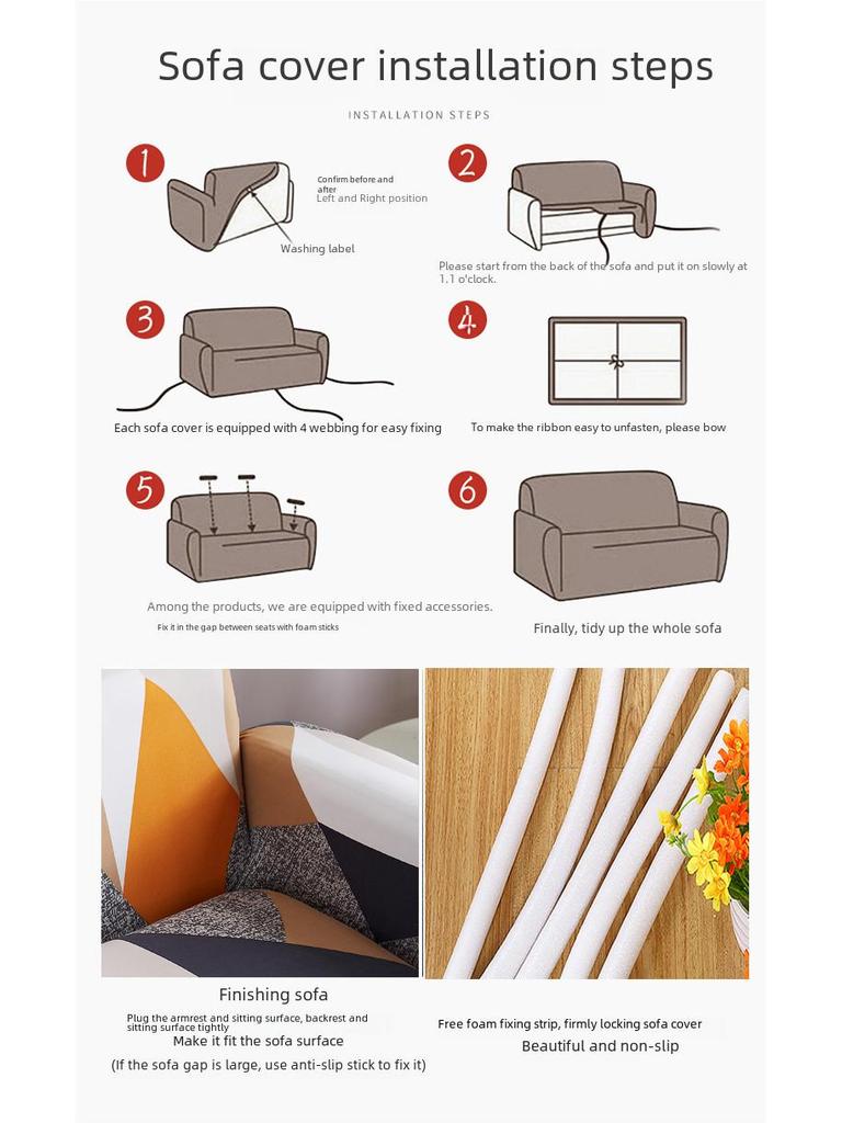 Feiwei Universal Elastic Non-Slip Sofa Cover for All Seasons with Chaise Compatibility