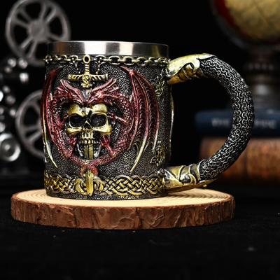 Halloween Skull Retro Beer Mug Resin Stainless Steel Coffee Cup Jug Water Cup Barware Personalized Interesting Wine Glass Gifts