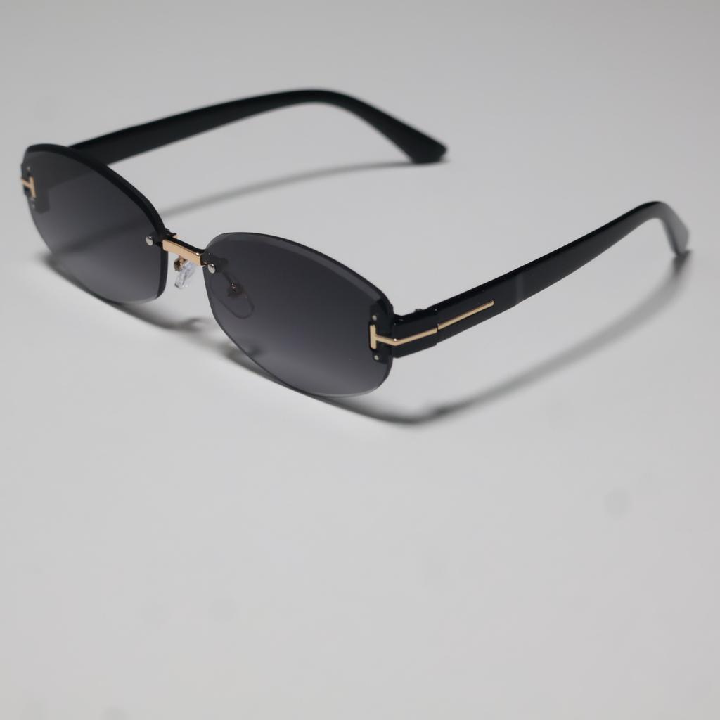 2026 New European and American Fashion Oval Rimless Sunglasses Women's Personality Trend Street Photography Sunscreen Sunglasses Women