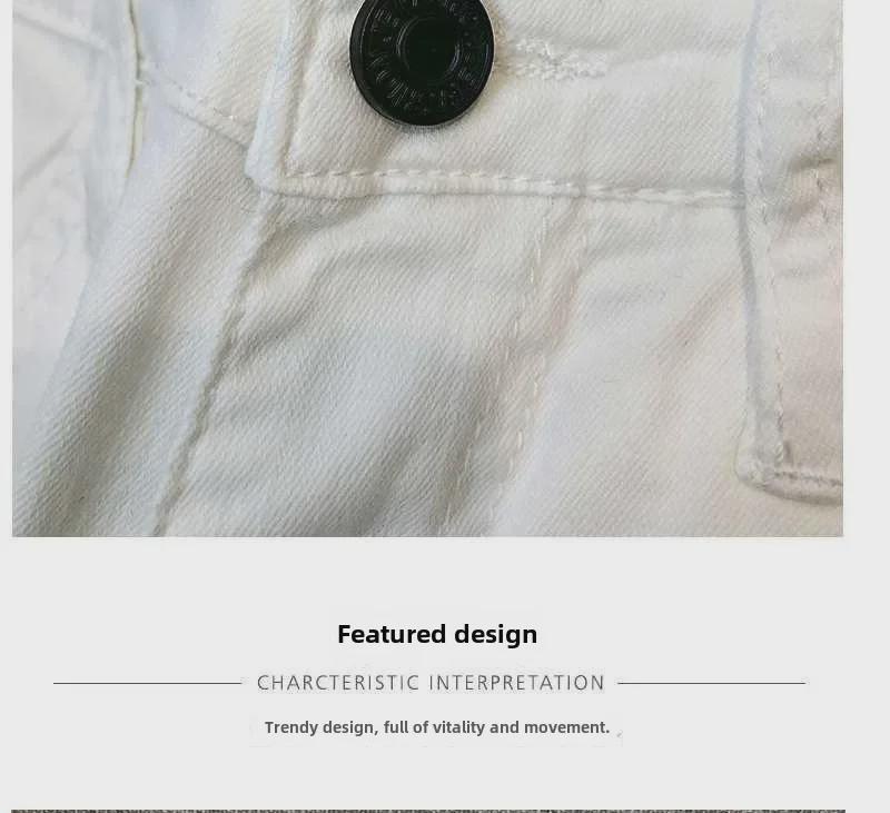 Men's Slim Fit Elastic White Jeans - Korean Style Nine-Point Pants