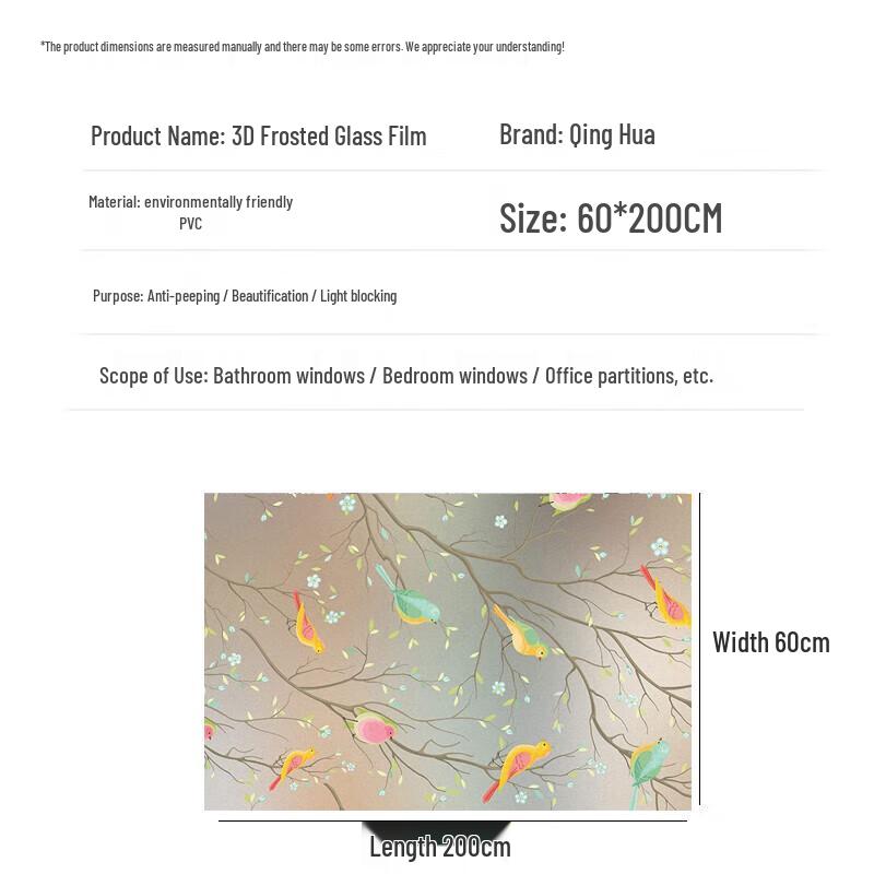 Colorful Birds Frosted Privacy Window Film