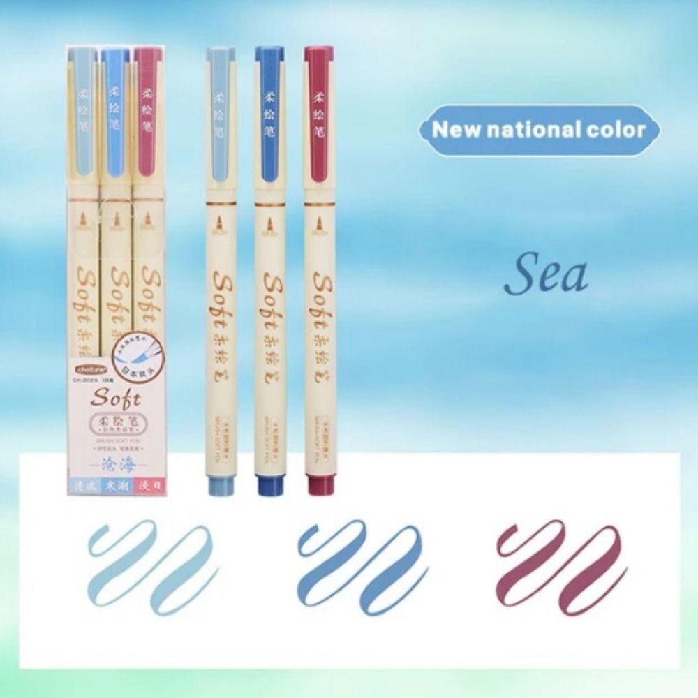3Pcs/Set Crafts Soft Head Calligraphy Pen Soft Tip Soft Head Calligraphy Practice Pen Cute Colorful Greeting Card Pen Kids