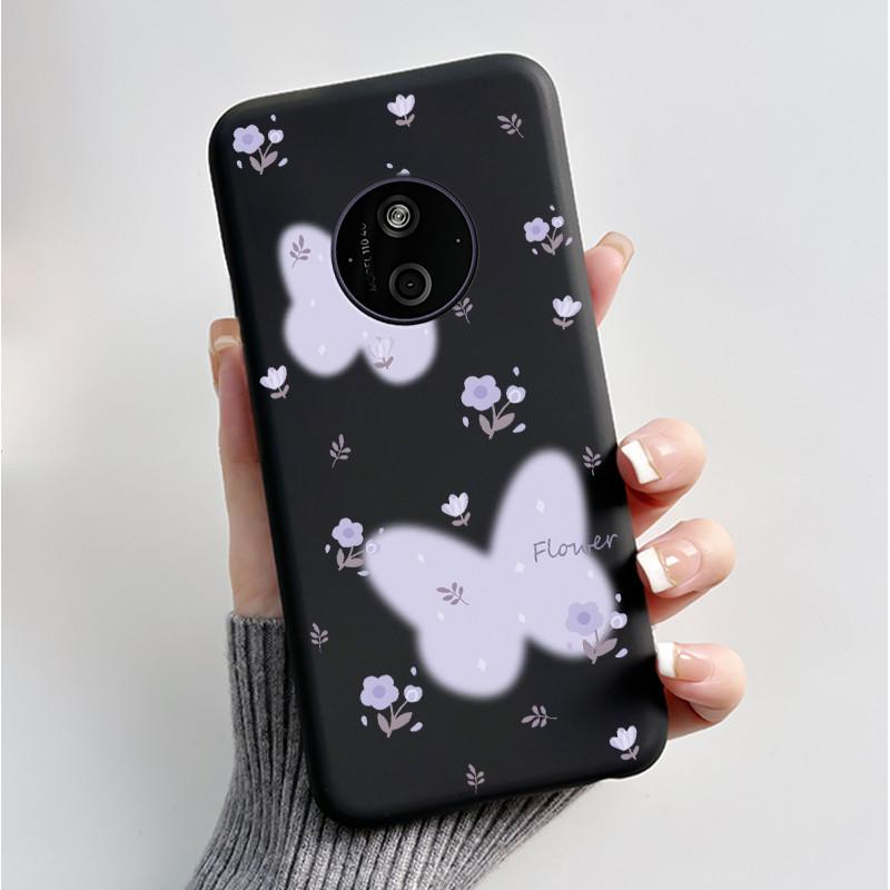 Printed Phone Case For Nokia 110 4G 2024/HMD 110 4G/Nokia 125 4G 2024 Soft Silicone Black Shell Cover Cute Flower Cartoon Casing