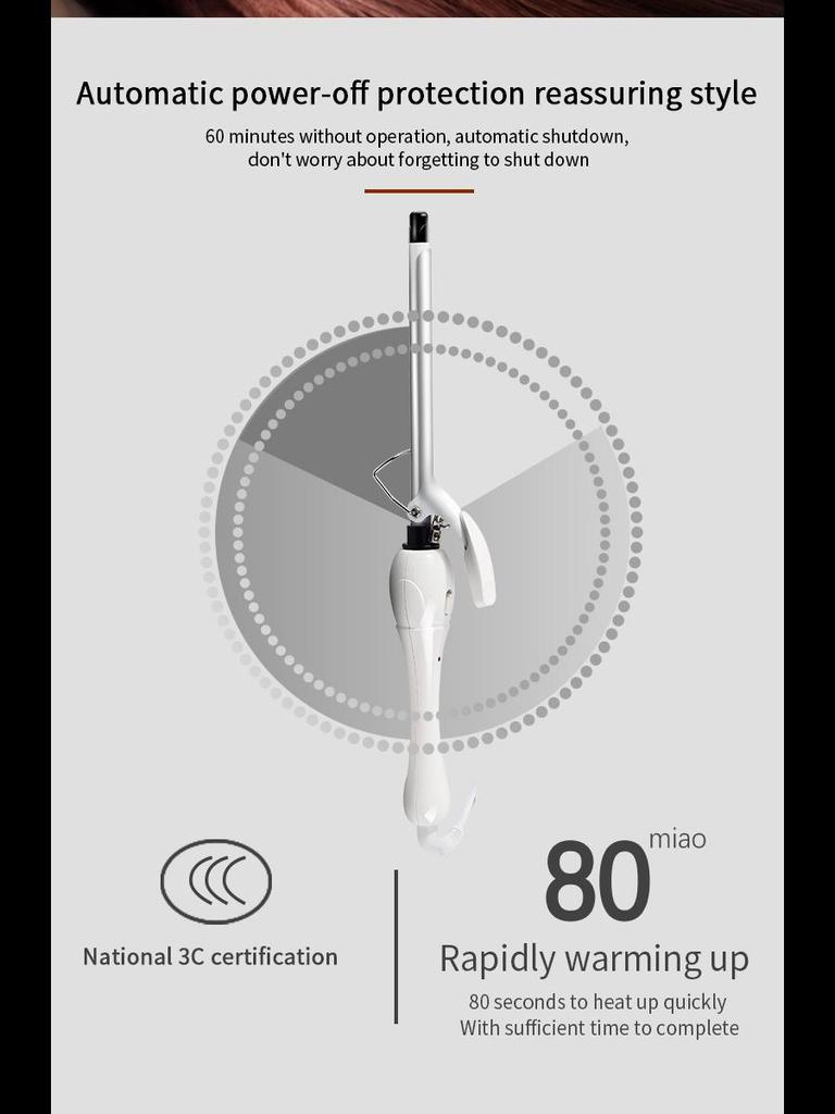 Unisex Mini 9mm Fluffy Wool Curling Iron for Short Hair