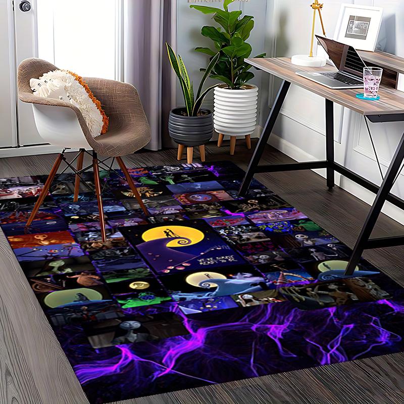 1pc Nightmare Before Christmas Carpet for Playroom Bedroom Living Room Sofa Home Decor,Game Area Rug Non-slip Floor Mat. D728011