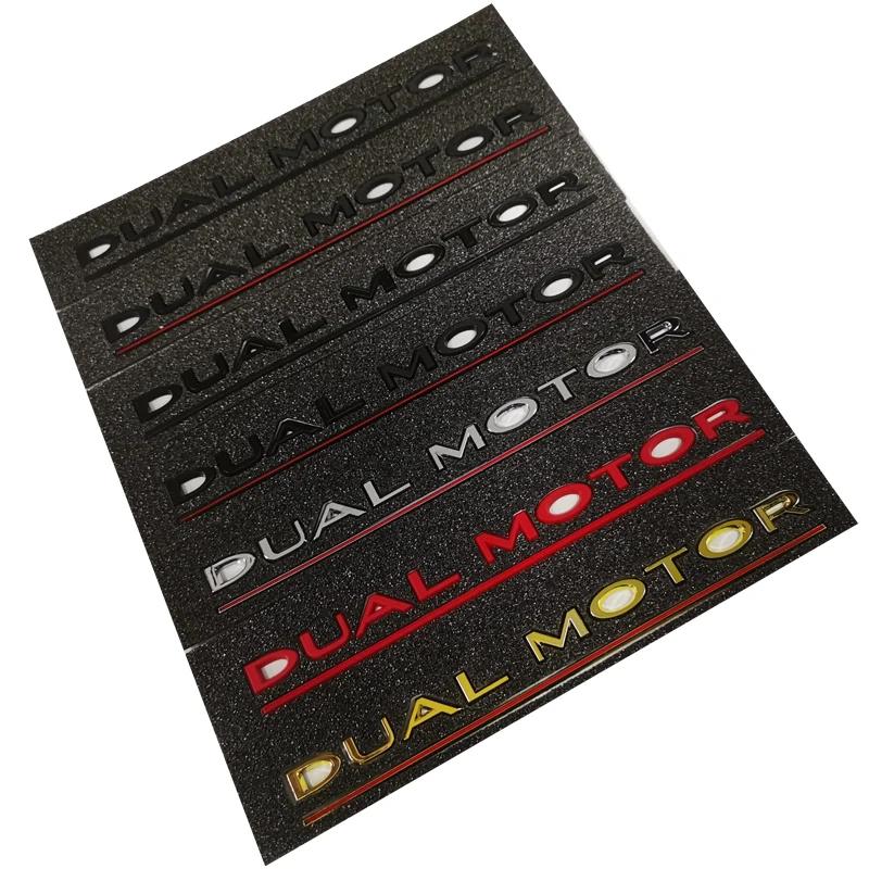Dual motor underline letter badge For Tesla Model Y 3 X S Car Styling High Performance Trunk badge sticker Chrome black red