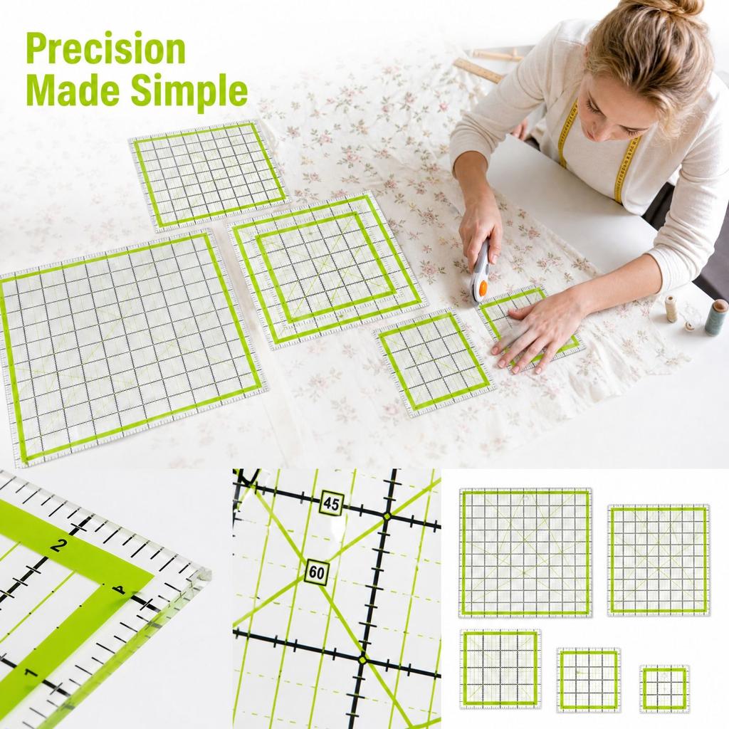 Multi-Purpose Acrylic Quilting Ruler with Seam Allowance Guide for Sewing, Garment Draping, Patchwork and Fabric Cutting