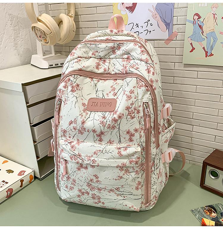 New Sweet Girl Backpack Waterproof Primary School Junior High School Student Schoolbag Printed Bamboo Literary Chinese Style Backpack